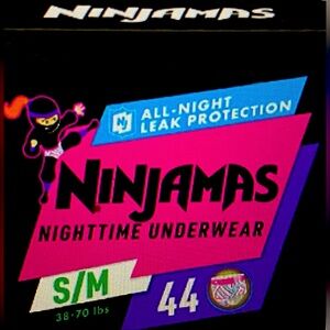 Ninjamas Nighttime S/M (38 -65 lbs) 44 Ct Underwear